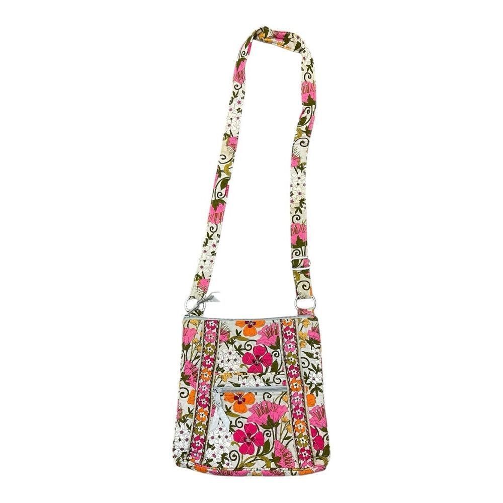 Vera Bradley Tea Garden Floral Crossbody Bag in Pink and Orange